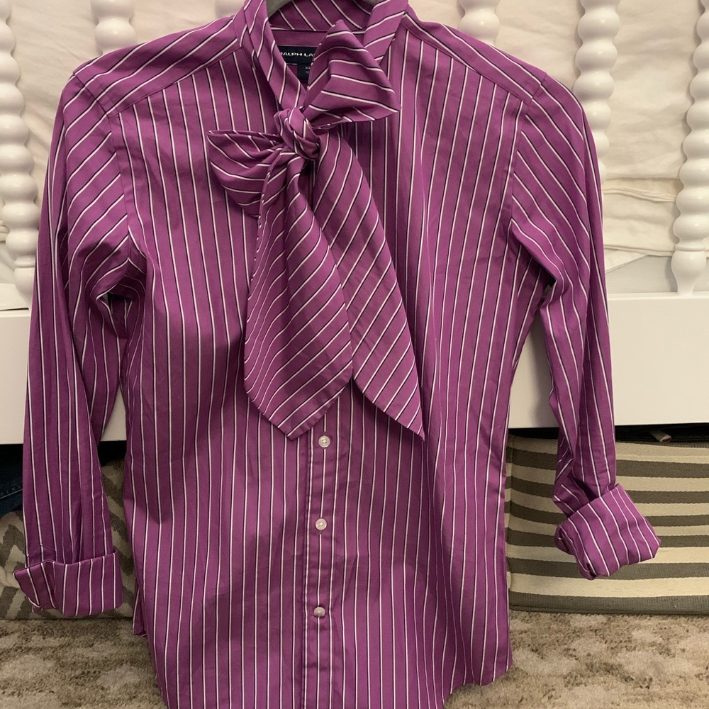 Ralph Lauren purple bow top